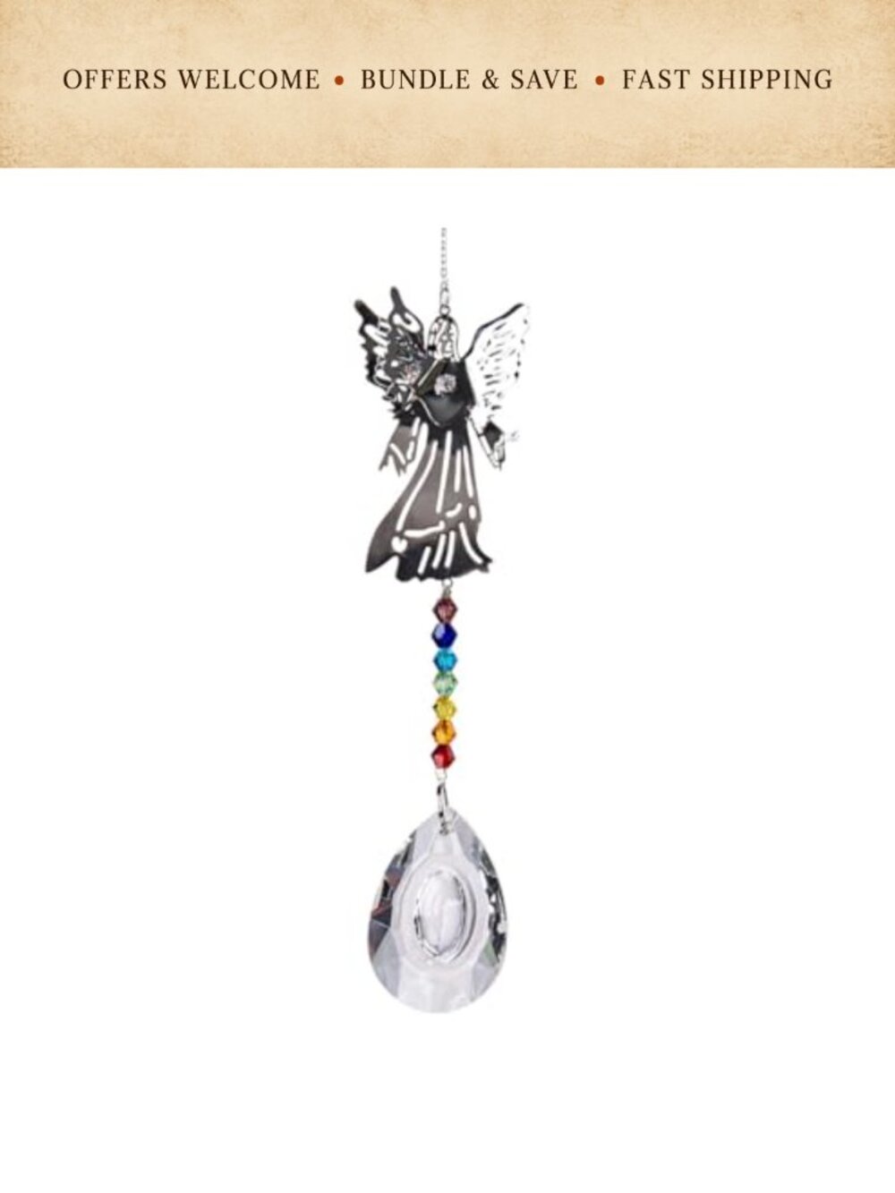 Angel Crystal Suncatcher Rainbow Maker 2-Layer Hanging Ornament